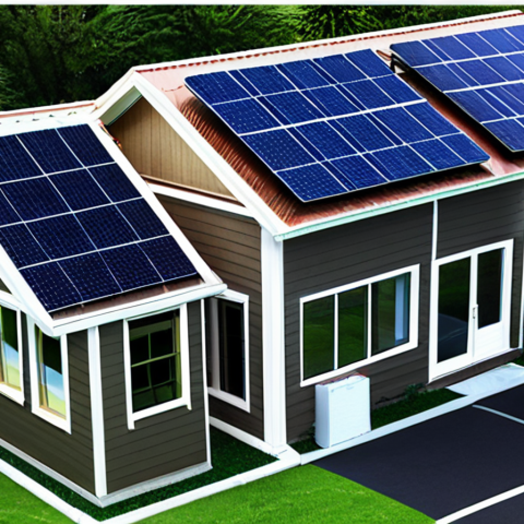 ** A smart grid power system integrating solar panels, showcasing energy conservation through power electronics. Include LED lighting and energy-efficient appliances in a modern home, emphasizing smart energy management. "Safe for work," "appropriate content," "fully clothed," "professional," "modest," "family-friendly," "perfect anatomy," "correct proportions," "natural pose," "well-formed hands," "proper finger count," "natural body proportions."

**
